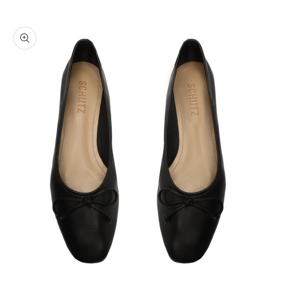 Schutz Black Leather Ballet Flats
